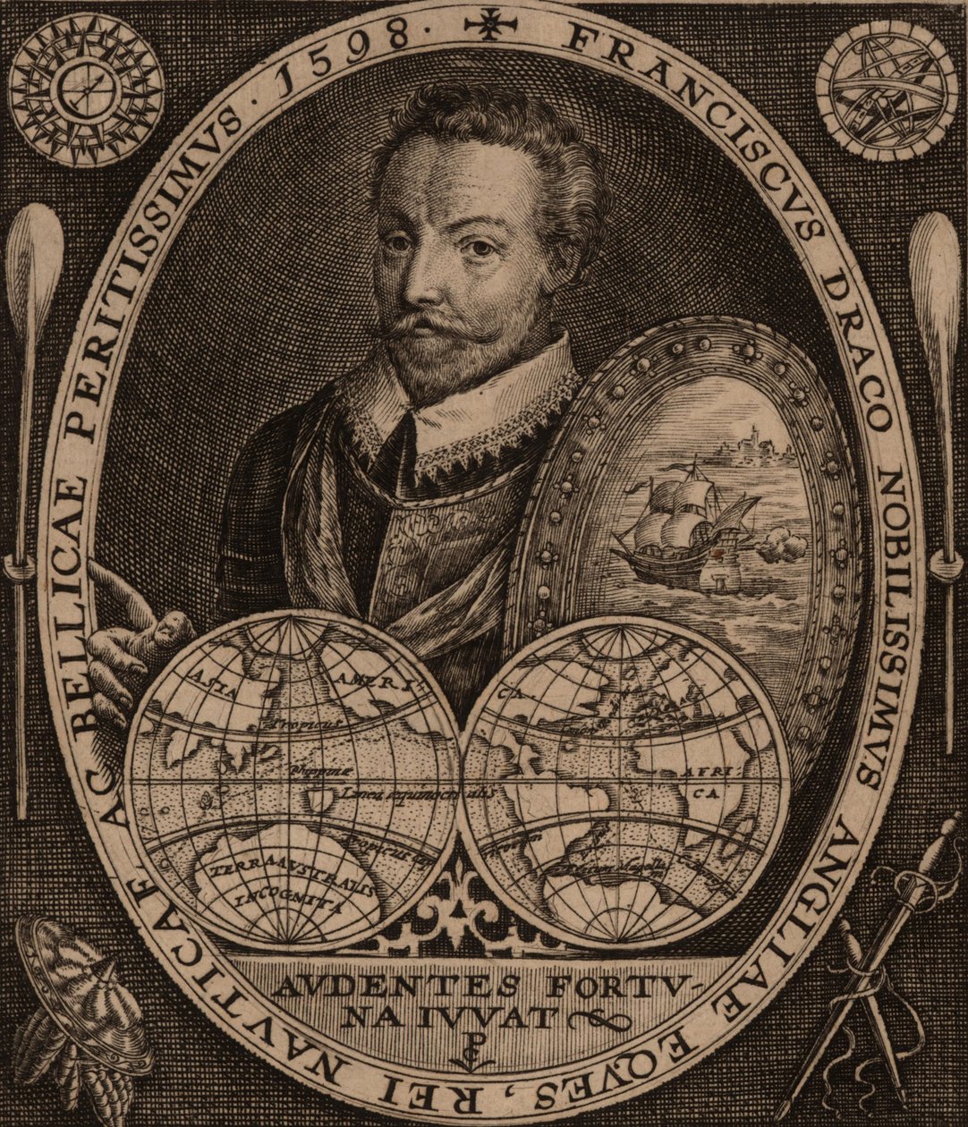Portret van Sir Francis Drake, 1641 door Unbekannt