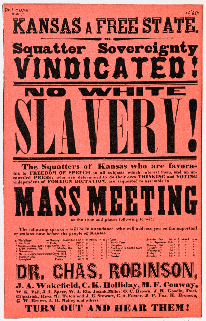 Poster tegen slavernij in Kansas, 19e eeuw door Unbekannt