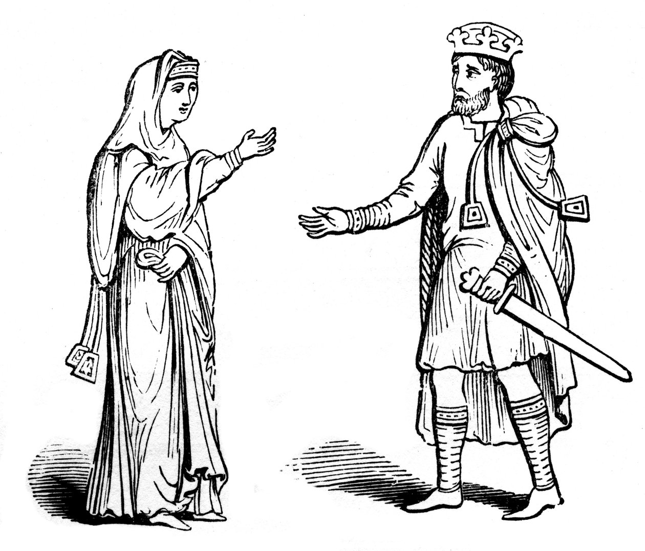 Koningin Alfgyfe en koning Canute, 11e eeuw, 1910 door Unbekannt