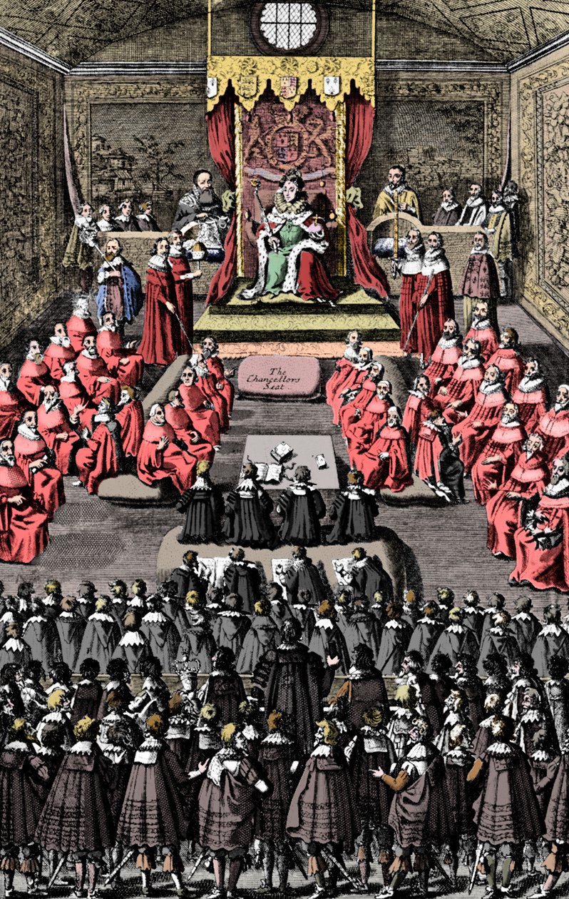 Koningin Elizabeth I in het Parlement, 16e eeuw, ca. 1902-1905 door Unbekannt
