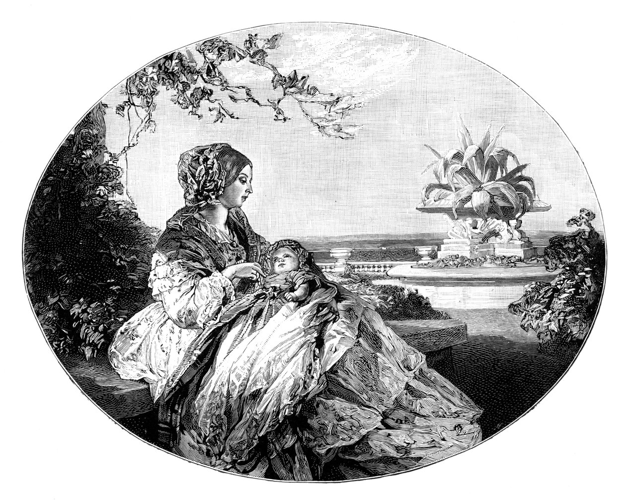 Koningin Victoria en Prins Arthur, 1850 door Unbekannt