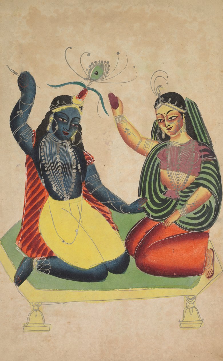 Radha en Krishna, 1800s door Unbekannt