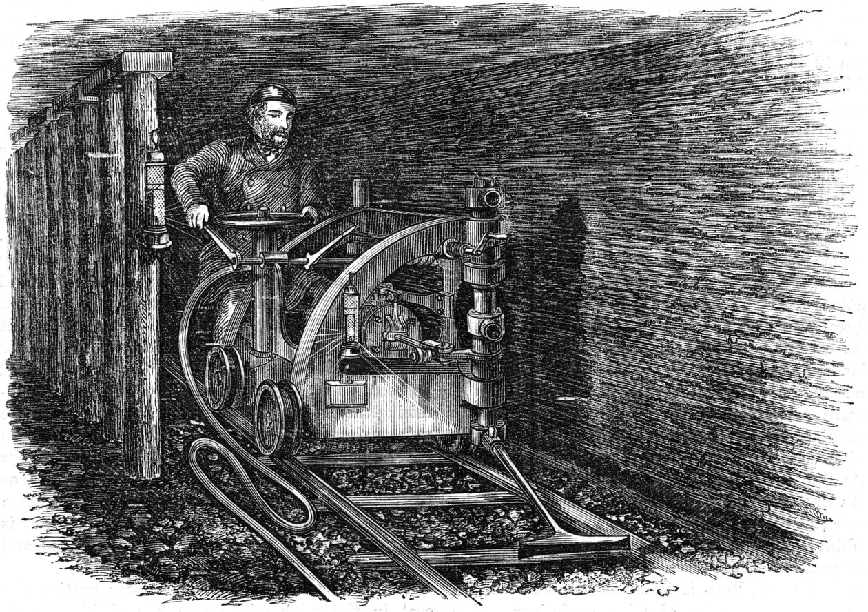 Op rails gemonteerde kolensnijmachine, 1864 door Unbekannt
