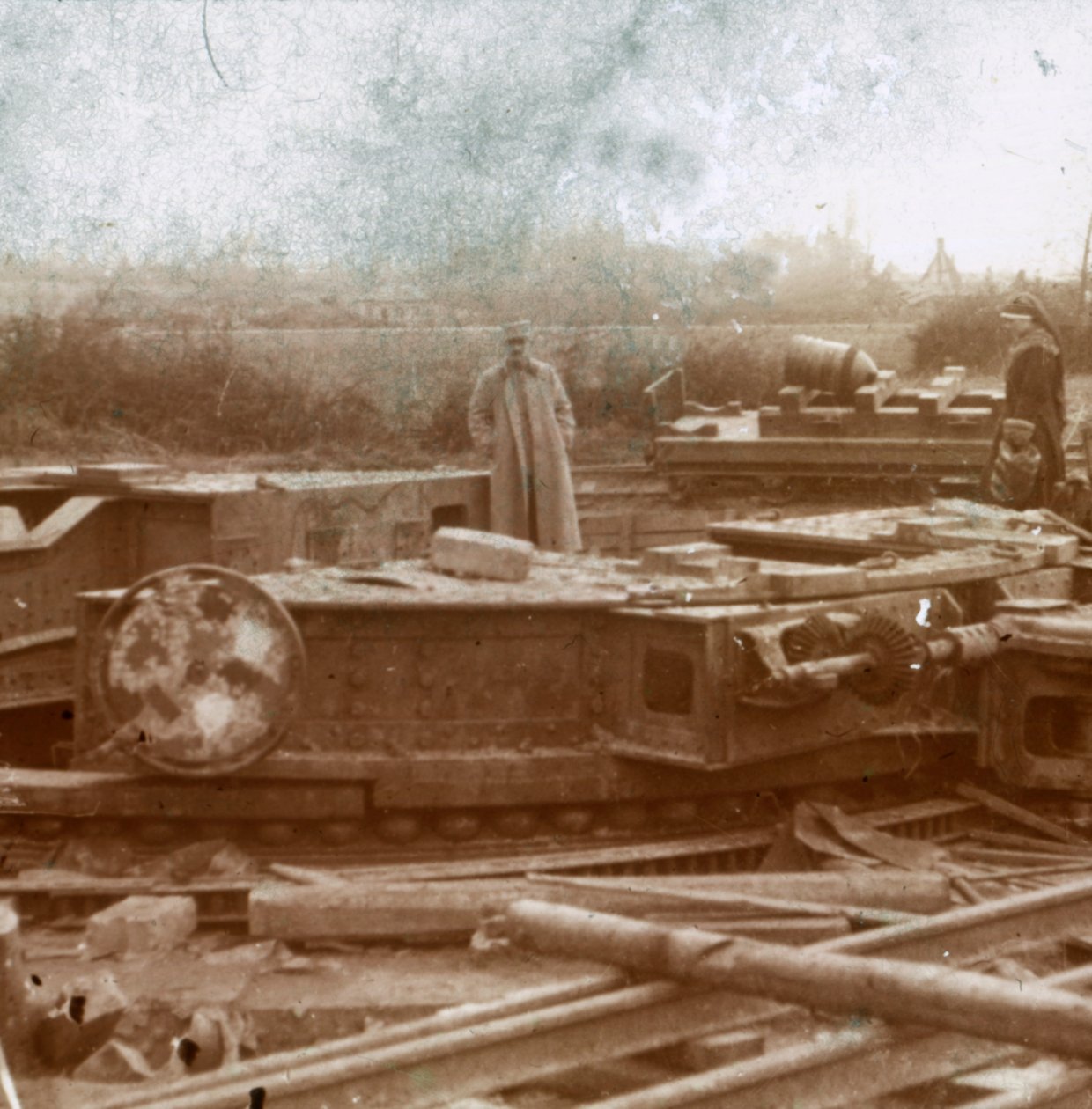 Spoorwegmontage voor Big Bertha kanon, c1914-c1918 door Unbekannt
