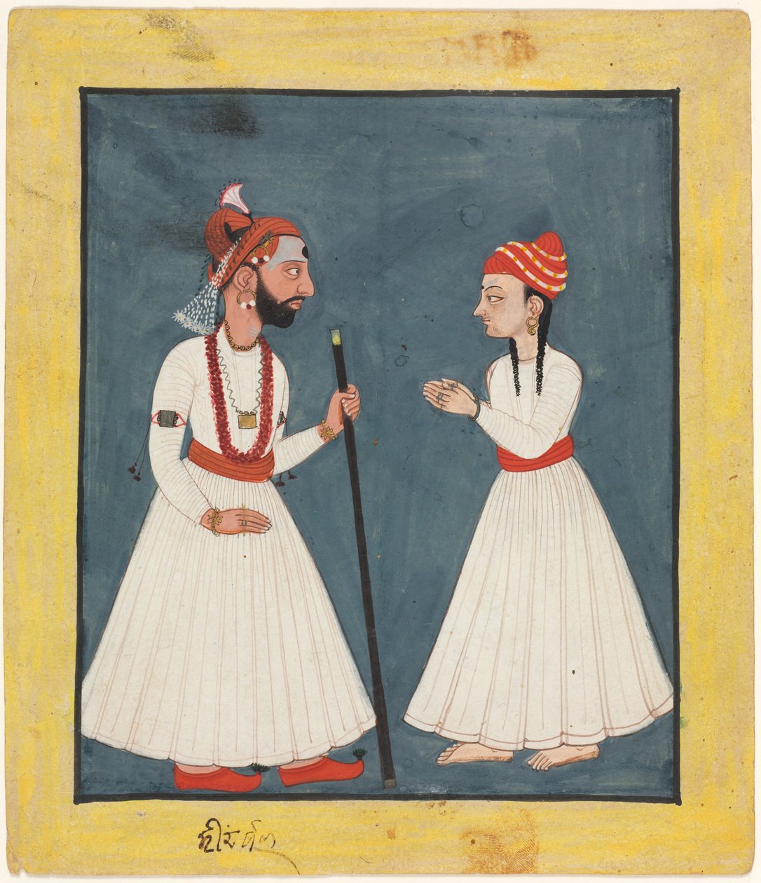 Raja Shamsher Sen met een jeugdige, 1760-70 door Unbekannt