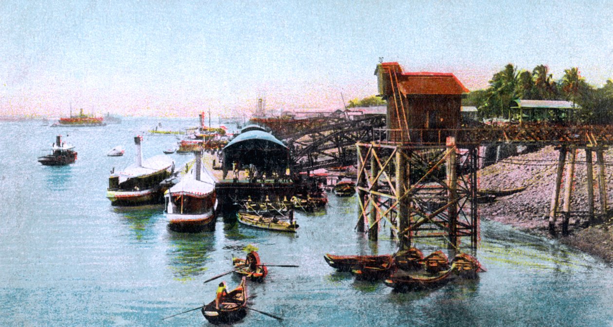 Haven van Rangoon, Myanmar, ca. 1900 door Unbekannt