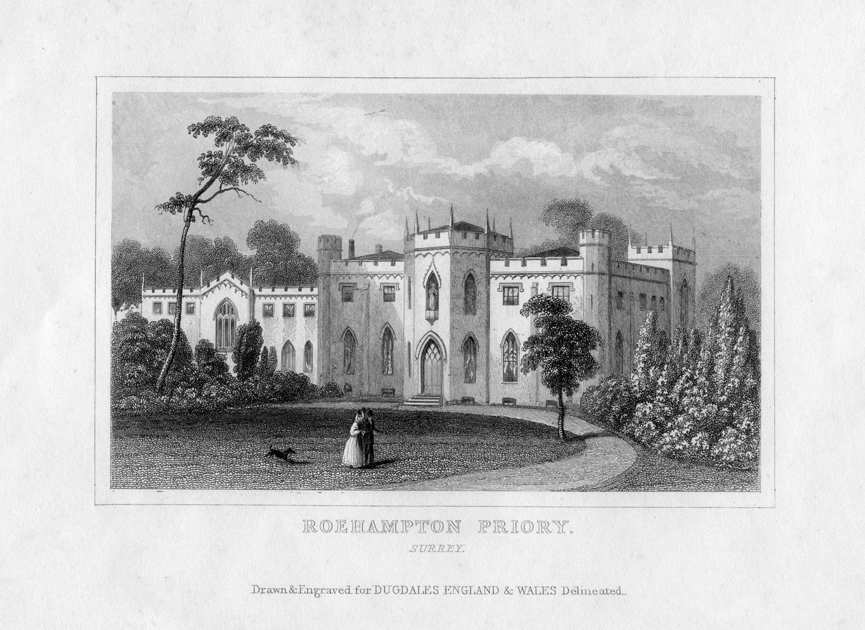 Roehampton Priory, Surrey, midden 19e eeuw door Unbekannt