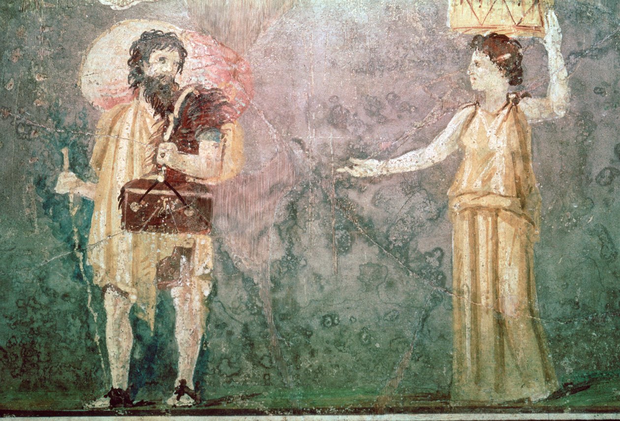 Romeinse muurschildering van bedienden, 1e eeuw v.Chr. door Unbekannt