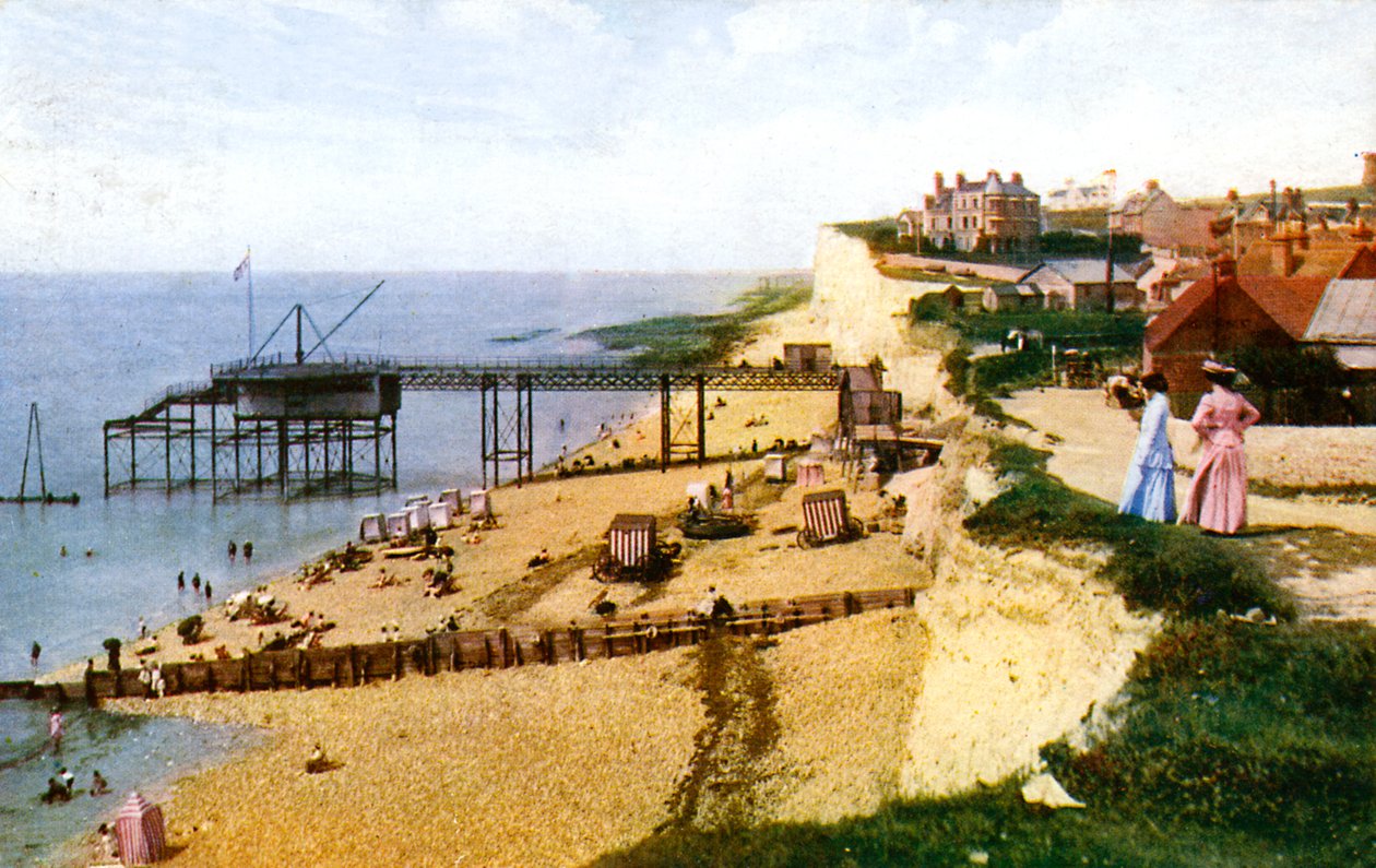 Strand van Rottingdean, East Sussex, kijkend naar het westen, ca. 1900s-1920s door Unbekannt