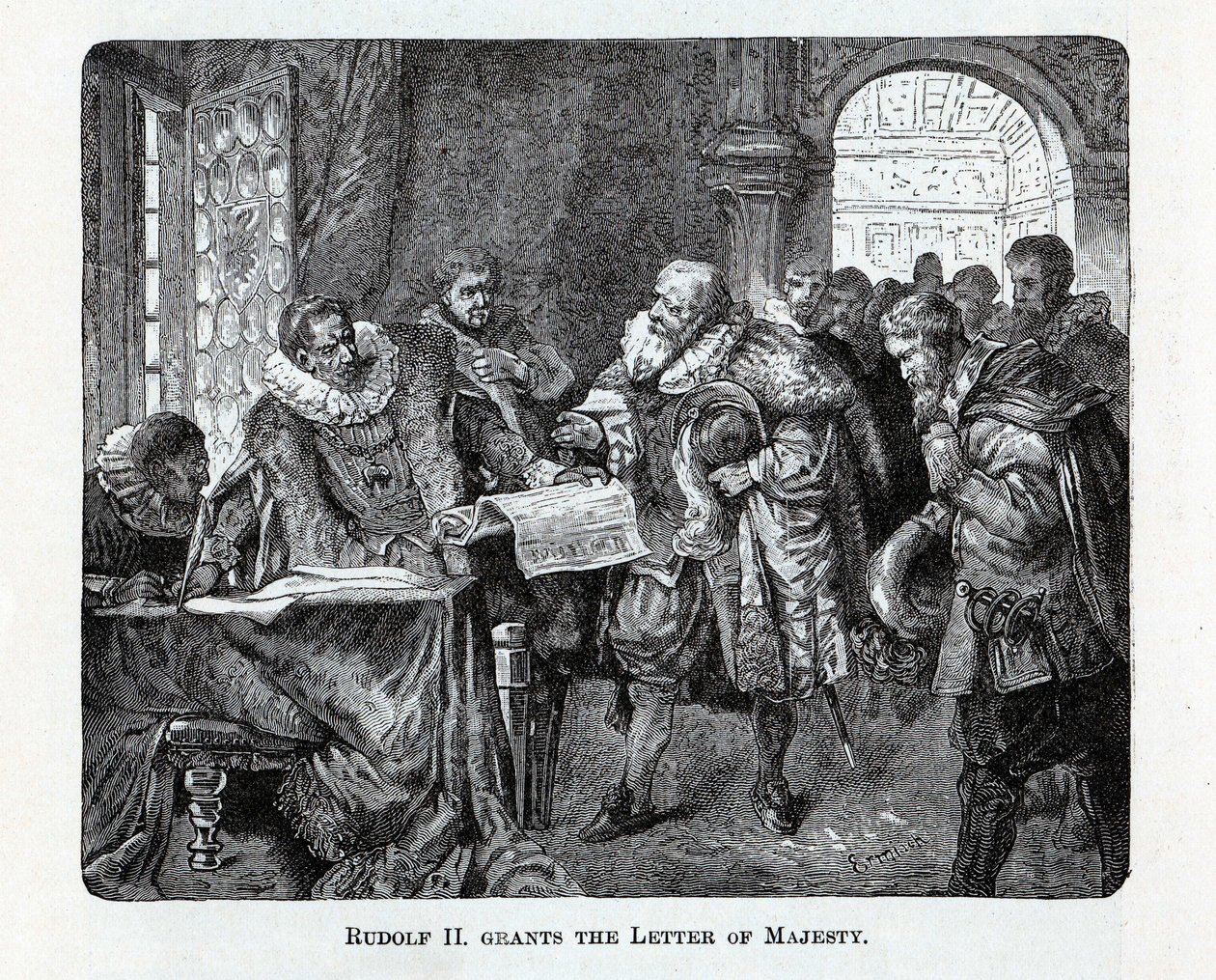 Rudolf II verleent de Majesteitsbrief, 1882 door Unbekannt