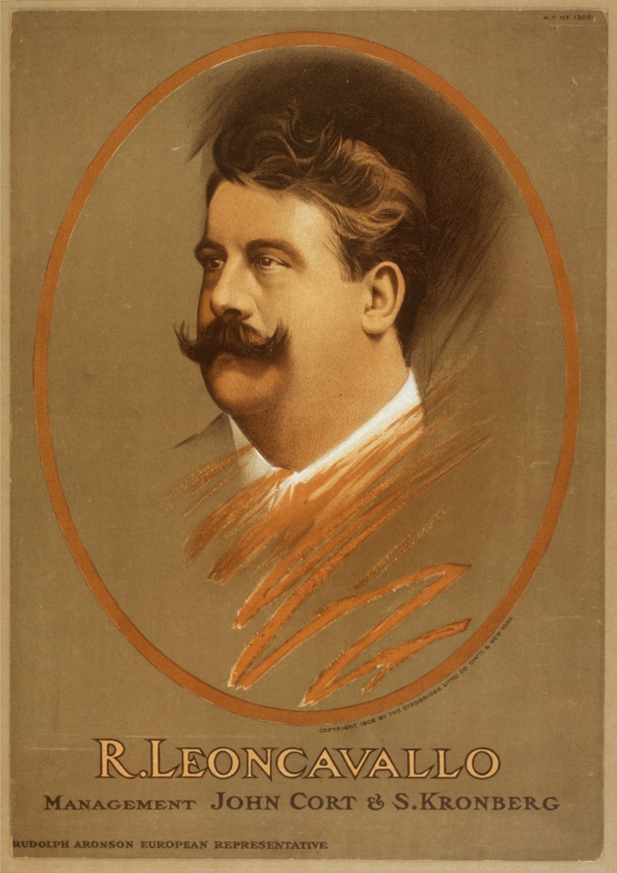 Ruggiero Leoncavallo 1858-1919, ca. 1906 door Unbekannt