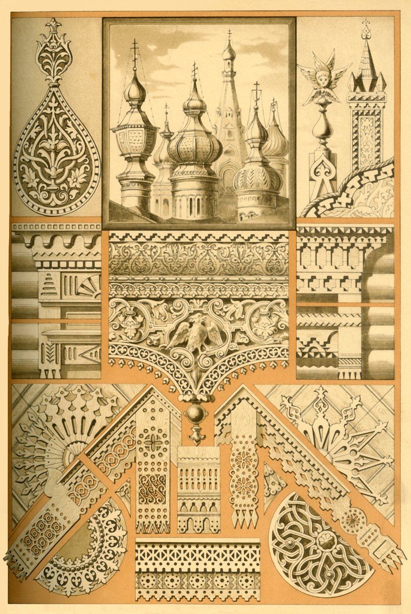 Russisch architectonisch ornament en houtsnijwerk, 1898 door Unbekannt