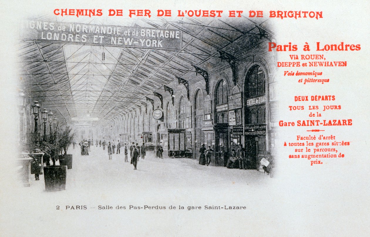 Station Saint-Lazare, Parijs, ca. 1900 door Unbekannt