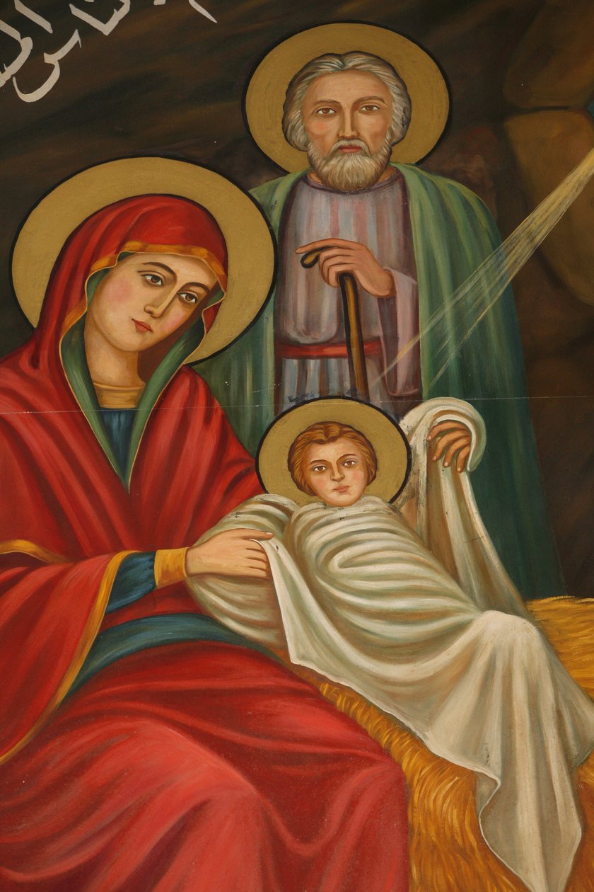 Koptische kerk van Sint Antonius schilderij: de geboorte, Jeruzalem, Israël door Unbekannt
