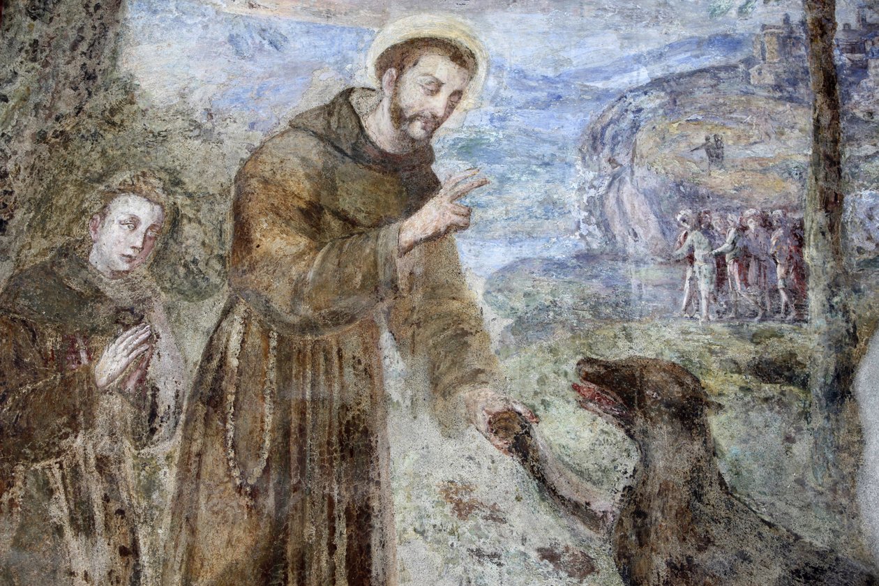 Santa Chiara klooster, Napels Fresco detail: Sint-Franciscus, Napels, Italië door Unbekannt