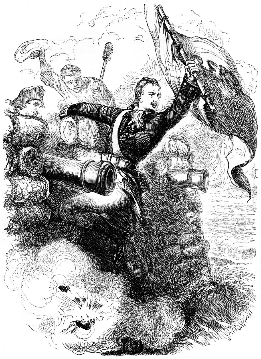 Sergeant Jasper herstelt de vlag, 1776 ca 1880 door Unbekannt