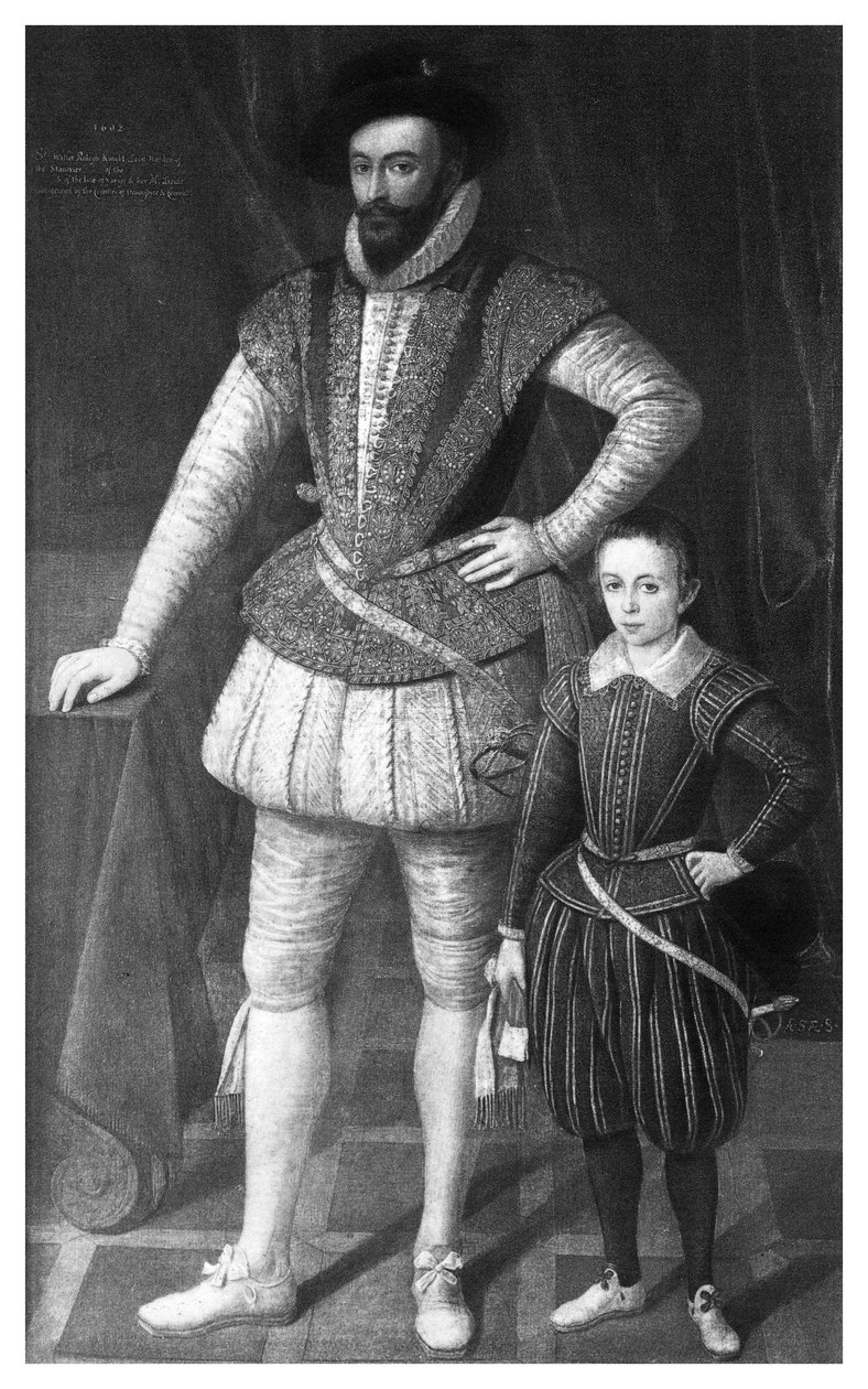 Sir Walter Raleigh en zijn zoon door Unbekannt