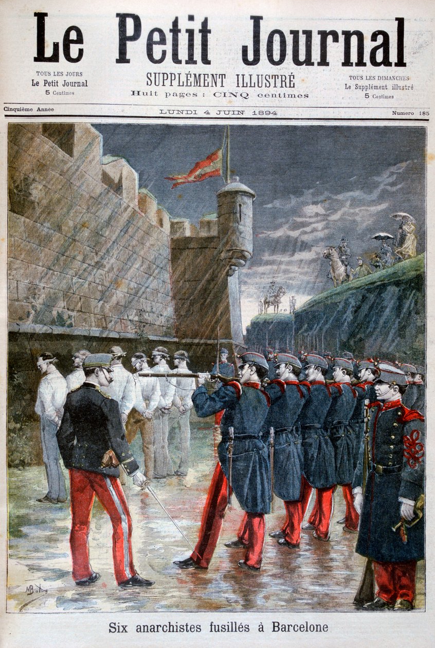 Zes anarchisten geëxecuteerd in Barcelona, 1894 door Unbekannt