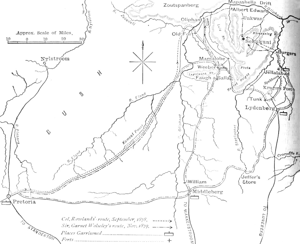 Schetskaart van Sekukunis Land, ca. 1880 door Unbekannt