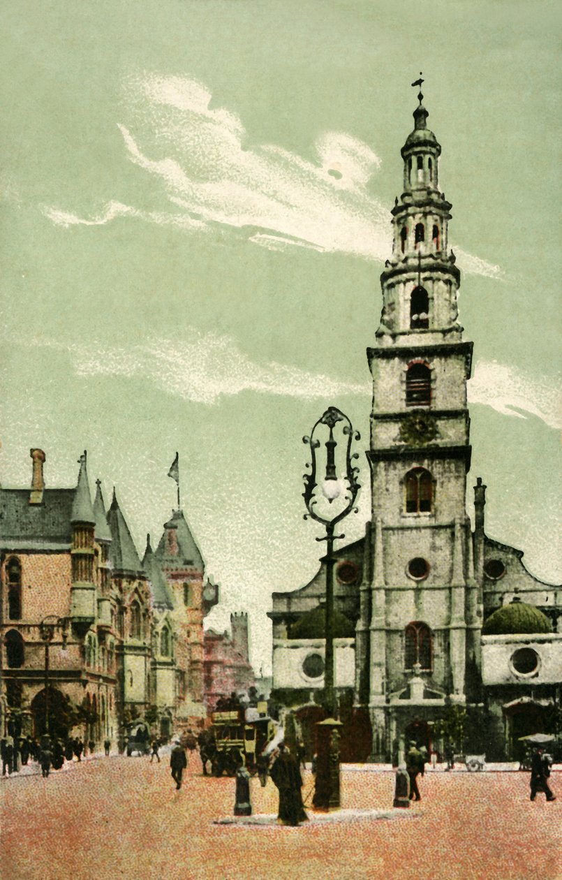 St Clement Danes, Strand, Londen, ca. 1910 door Unbekannt