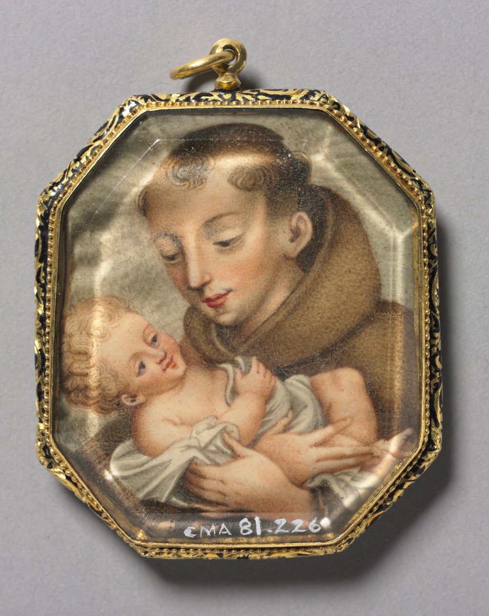 St. Franciscus met Christus Kind verso, ca. 1660 door Unbekannt