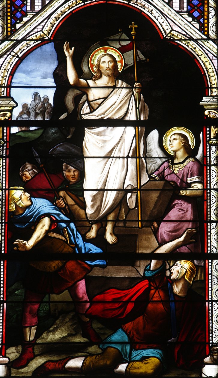 Glas-in-loodraam: de opstanding van Christus, Levallois-Perret, Frankrijk door Unbekannt