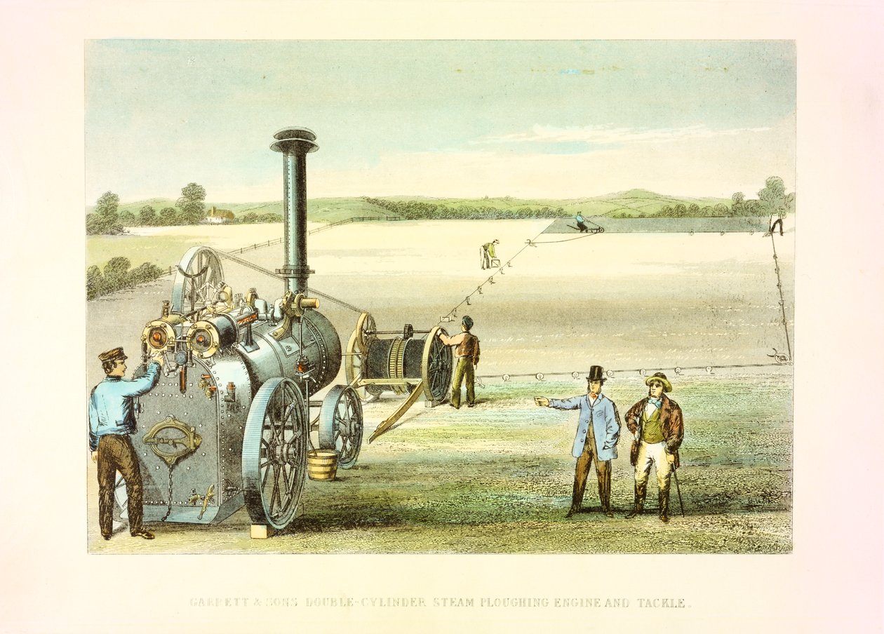 Stoomploeguitrusting, ca. 1860 door Unbekannt