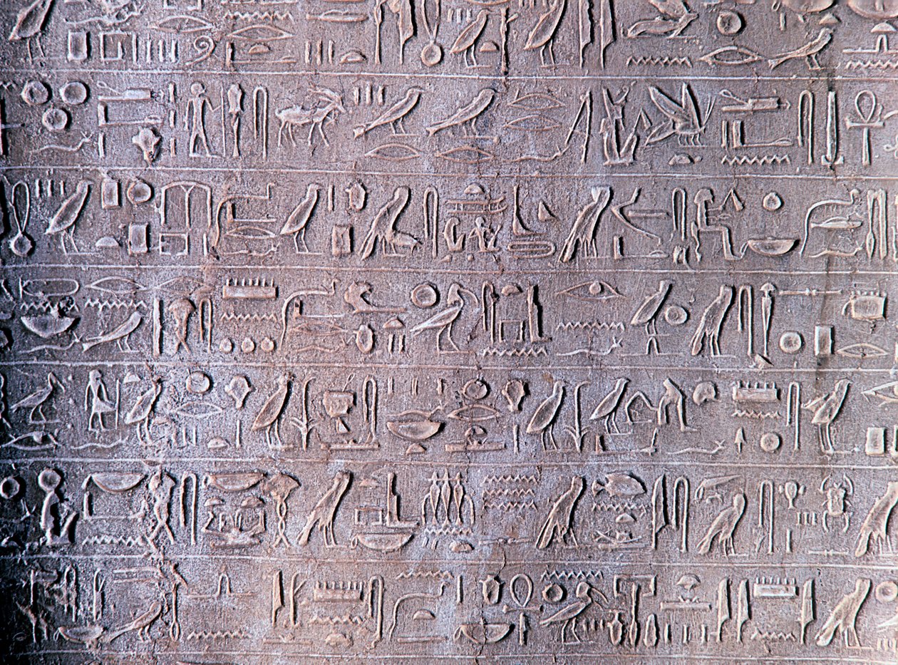 In steen gehouwen hiërogliefen uit Thebe, Oud-Egypte door Unbekannt