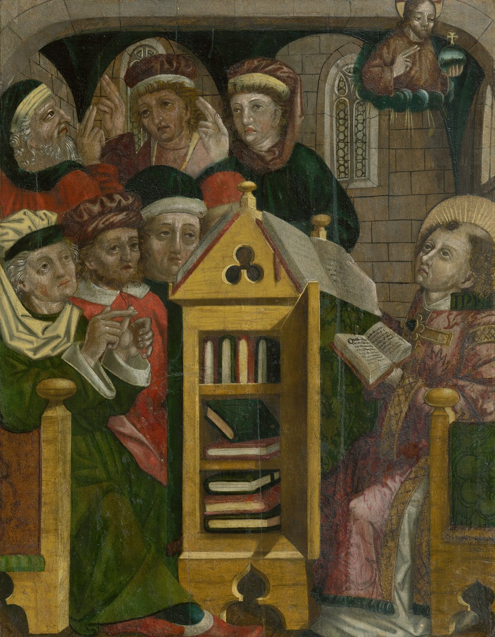 St. Stefanus protomartelaar tussen geleerden door Unbekannt