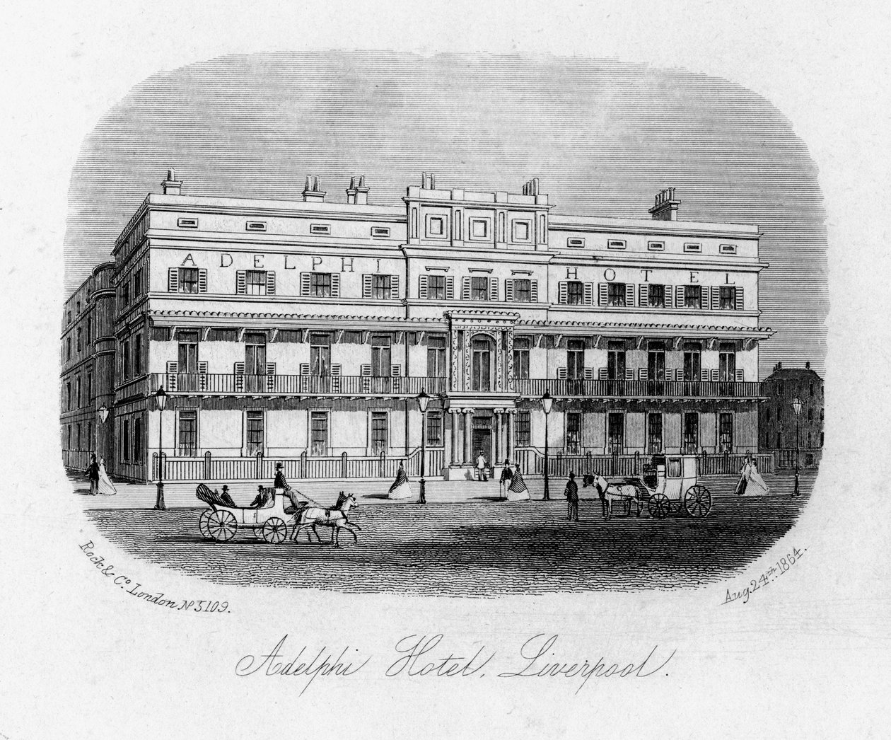 Het Adelphi Hotel, Liverpool, Merseyside, 1864 door Unbekannt