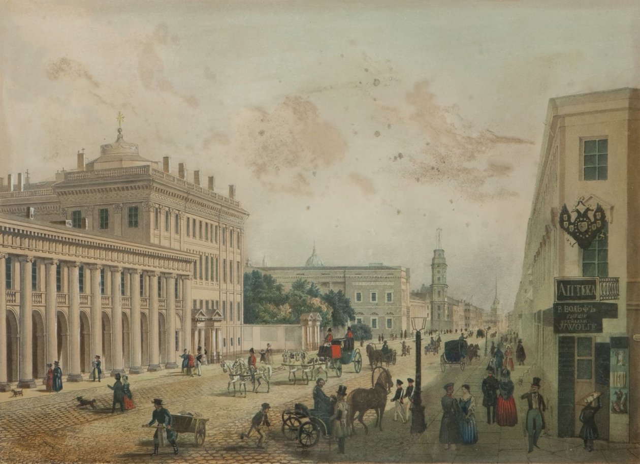 Het Anichkov Paleis in Sint-Petersburg, Eind 1840s door Unbekannt