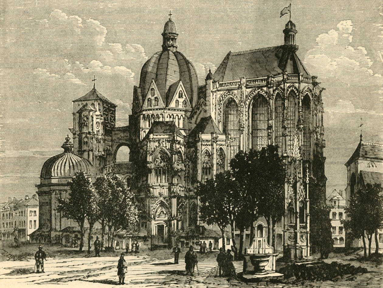 De Basiliek van Aken, of Aix-La-Chapelle, 1890 door Unbekannt