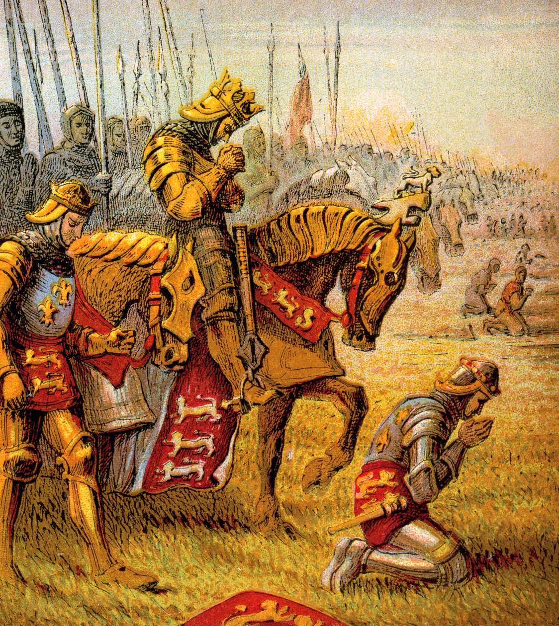 De Slag bij Agincourt, 1415, c1850 door Unbekannt