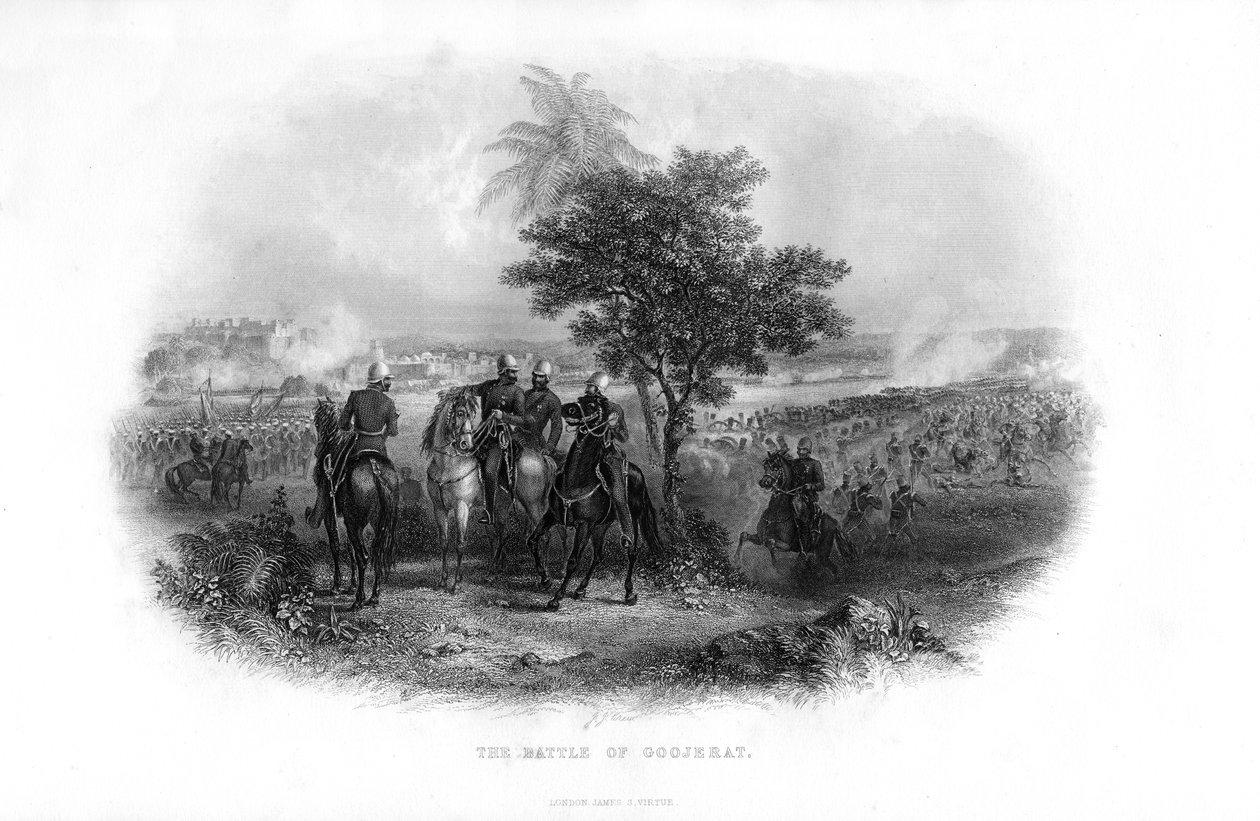 De Slag bij Goojerat, 1849, 19e eeuw door Unbekannt