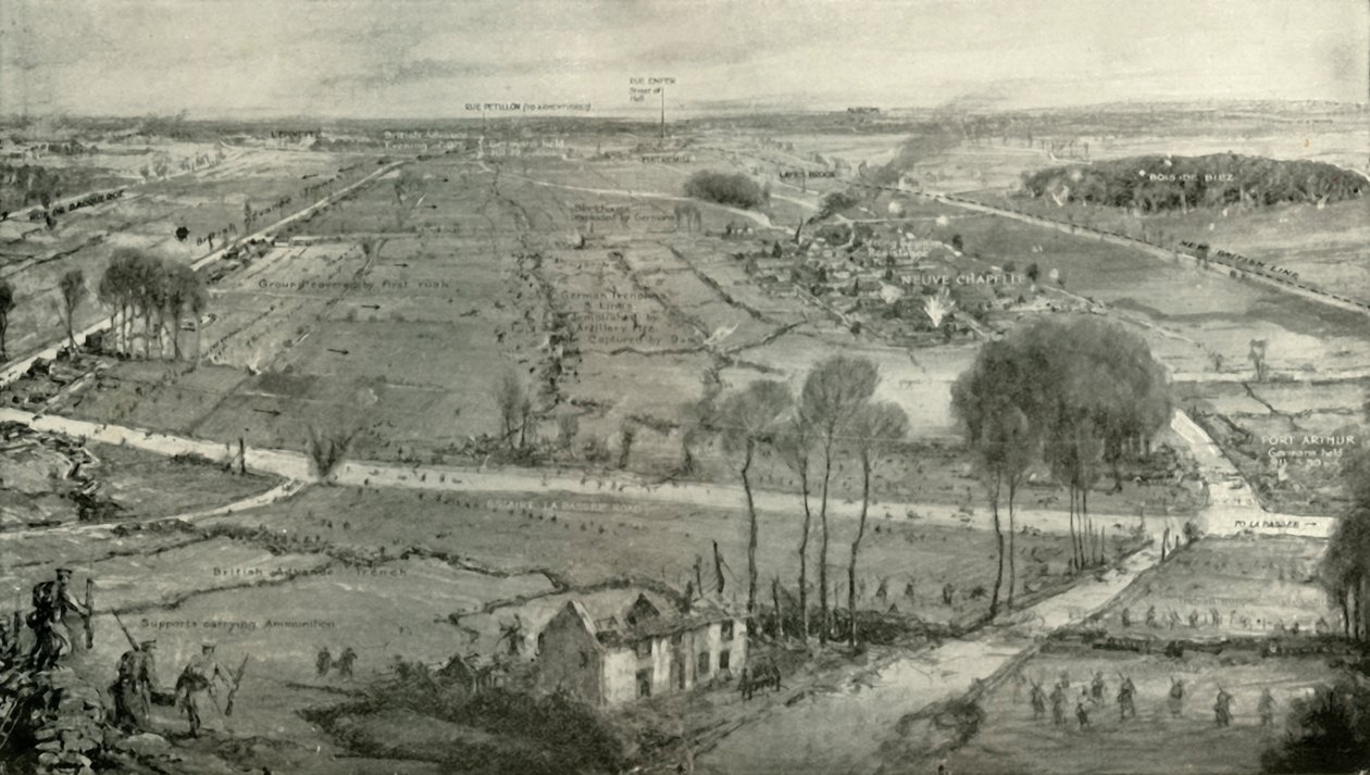 De Slag bij Neuve Chapelle, 1919 door Unbekannt