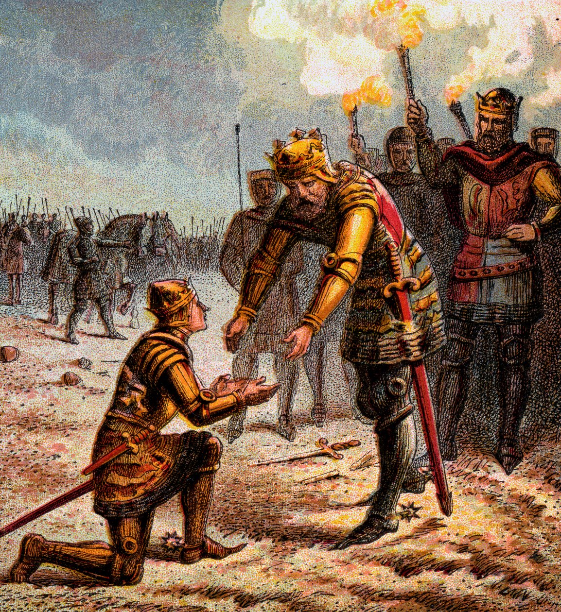De Zwarte Prins bij Crecy, 1346, c1850 door Unbekannt