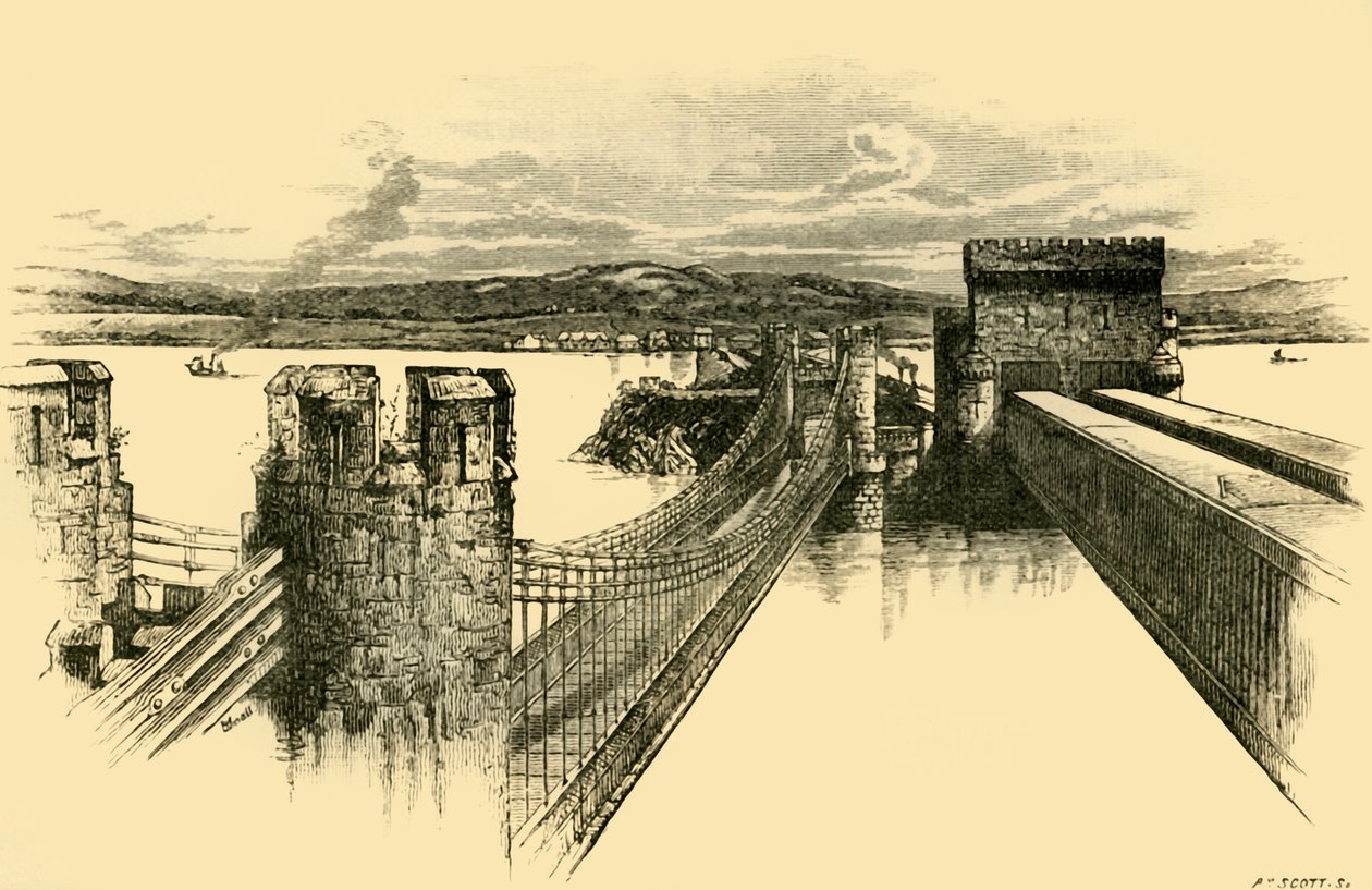 De Bruggen, vanaf Conway Castle door Unbekannt