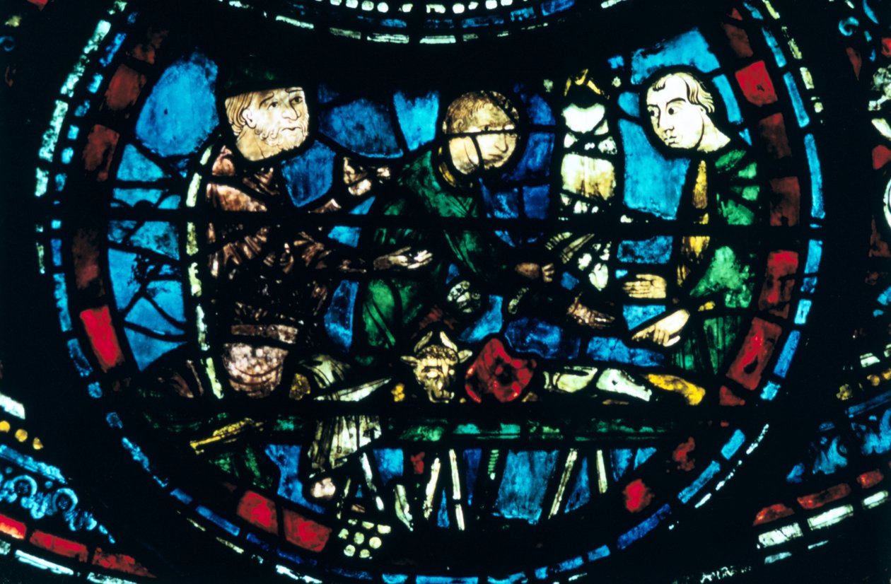 De slagers, glas-in-lood, kathedraal van Chartres, Frankrijk, 1194-1260 door Unbekannt