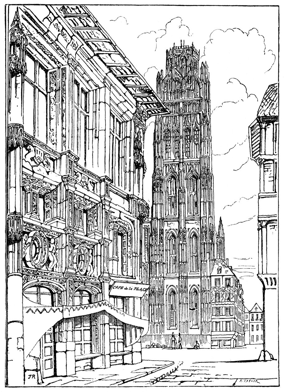 De kathedraaltoren, Rouen, 1835 door Unbekannt