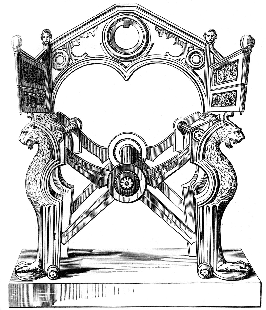 De stoel van Dagobert, 7e eeuw, 1849 door Unbekannt