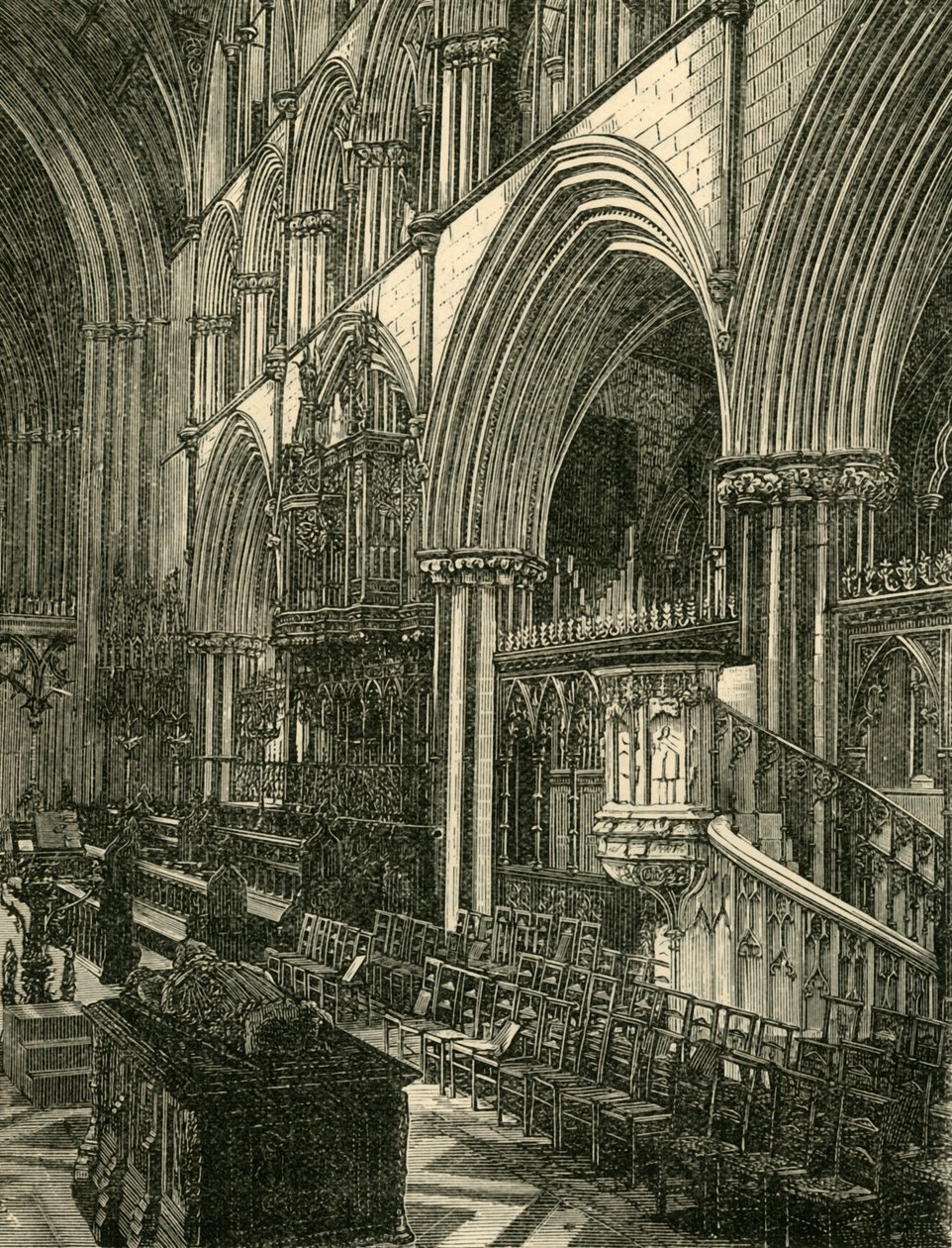 Het koor van de Worcester Cathedral, 1898 door Unbekannt