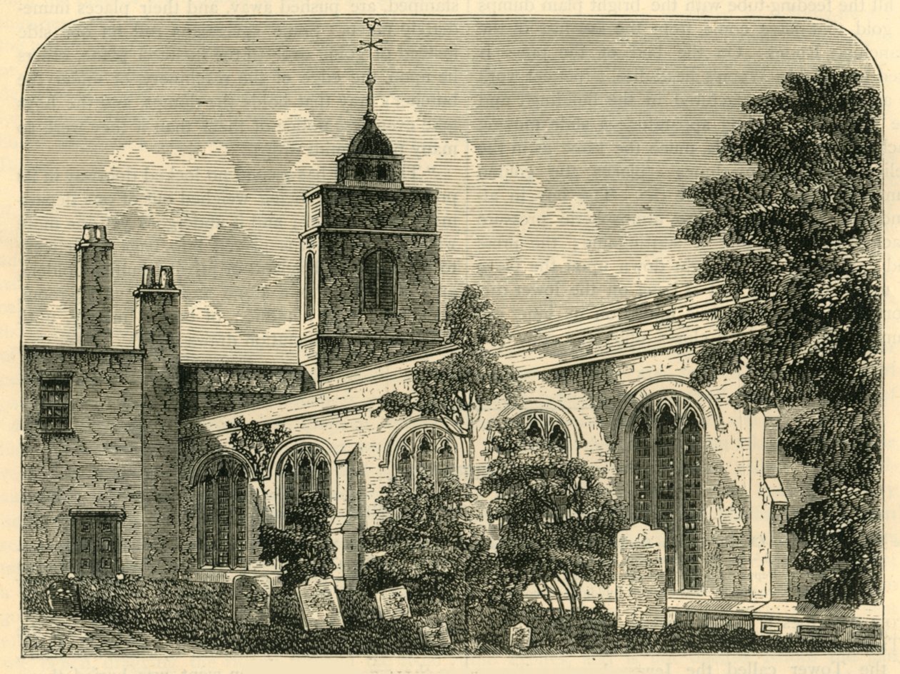 De kerk van Allhallows, Barking, in 1750, ca. 1872 door Unbekannt