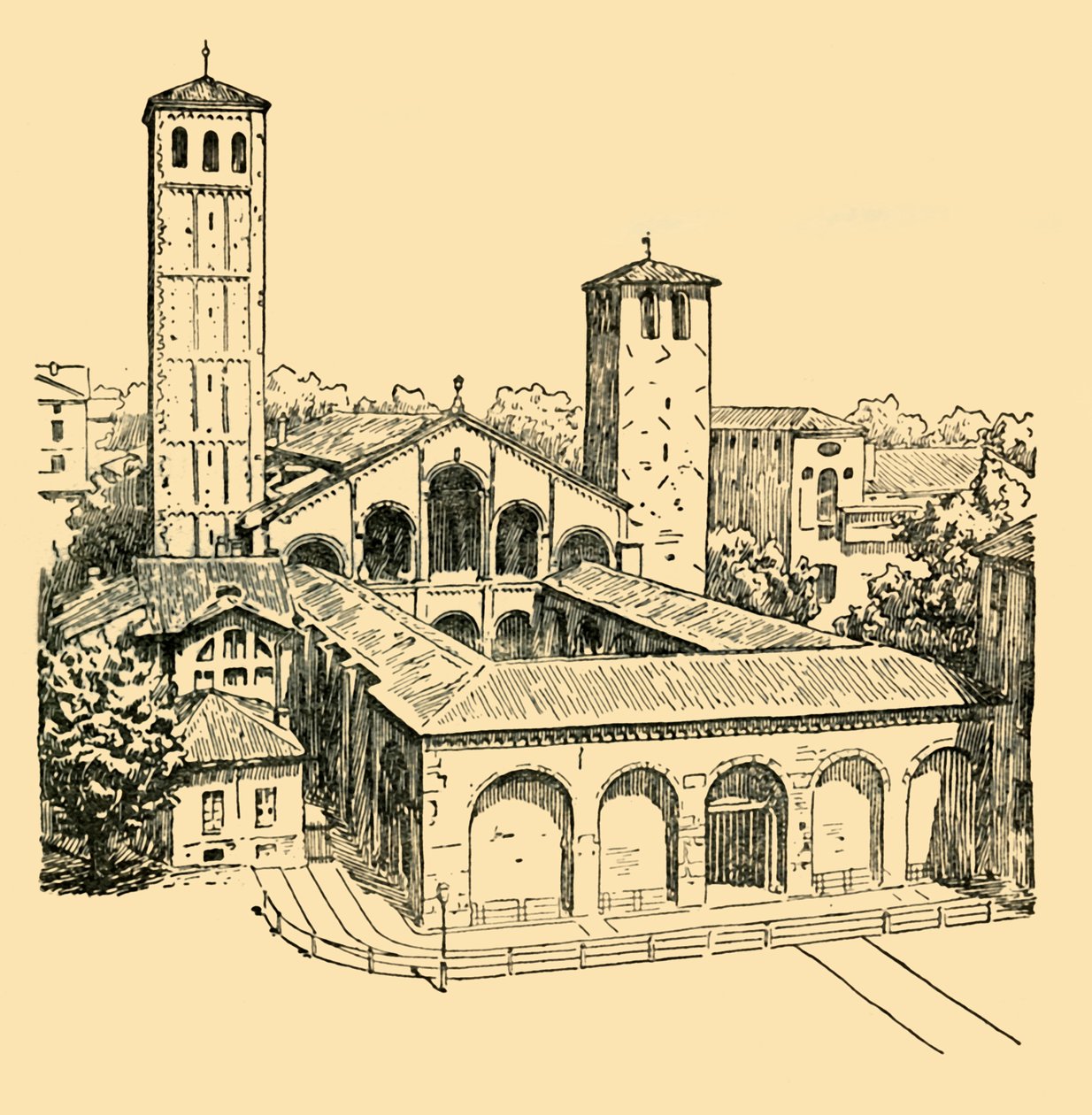 De kerk van St. Ambrosius in Milaan, ca. 1930 door Unbekannt