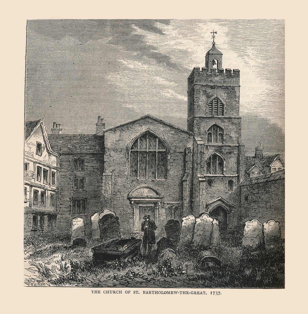 De kerk van St. Bartholomew-the-Great, 1737 door Unbekannt