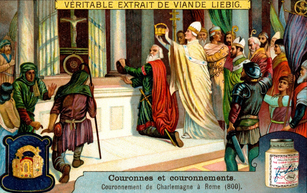 De kroning van Karel de Grote in Rome 800, ca. 1900 door Unbekannt