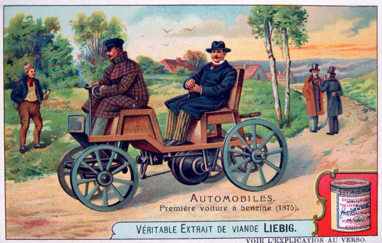 De Eerste Benzineauto, 1875, ca. 1900 door Unbekannt