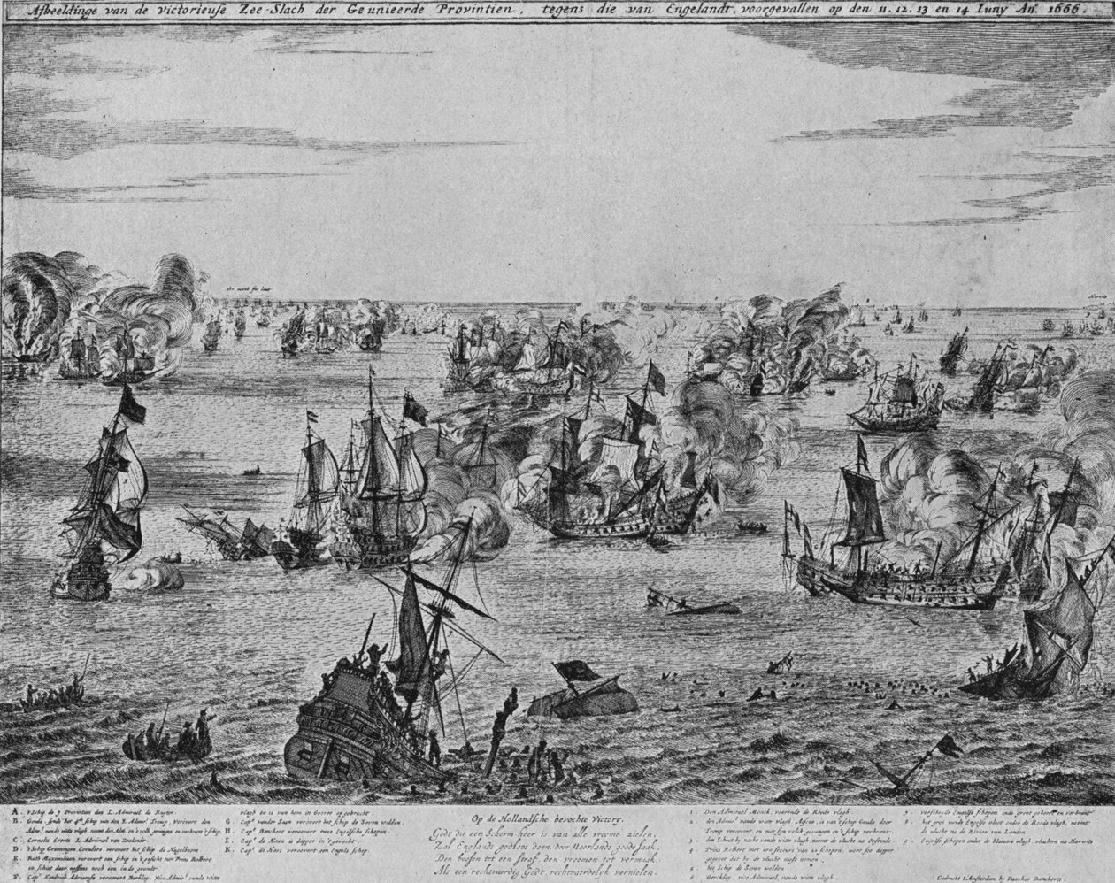 De Vierdaagse Slag, c1667 door Unbekannt