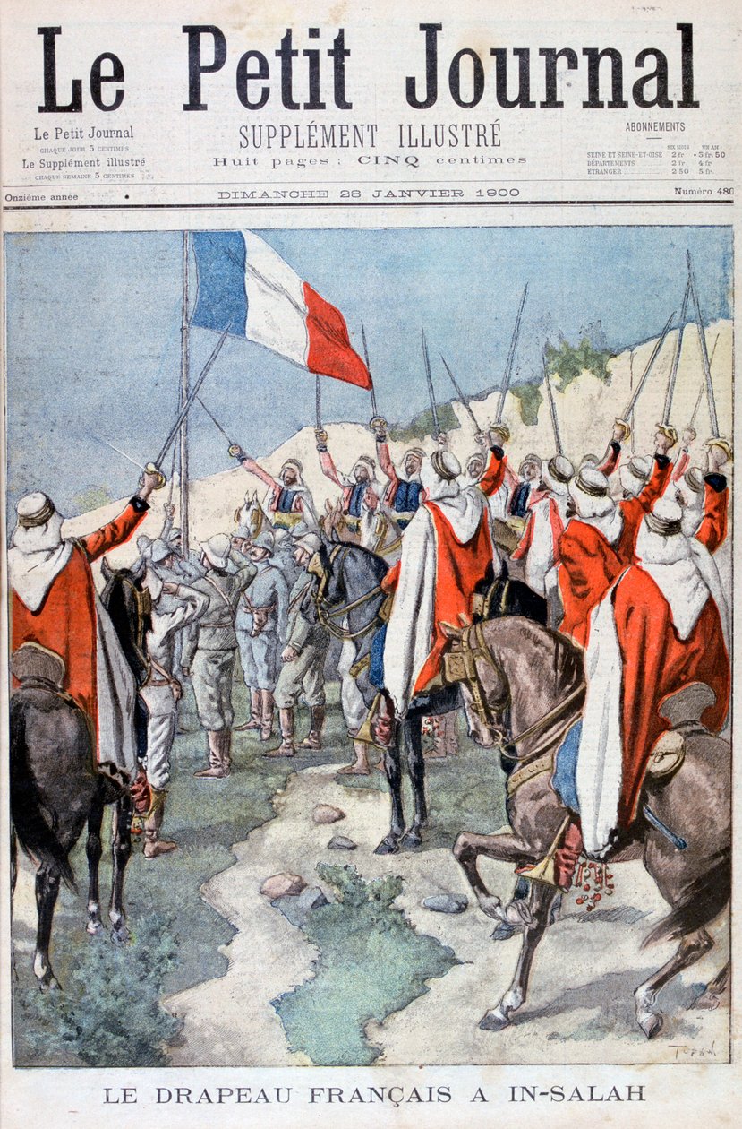 De Franse vlag in In Salah, Algerije, 1900 door Unbekannt
