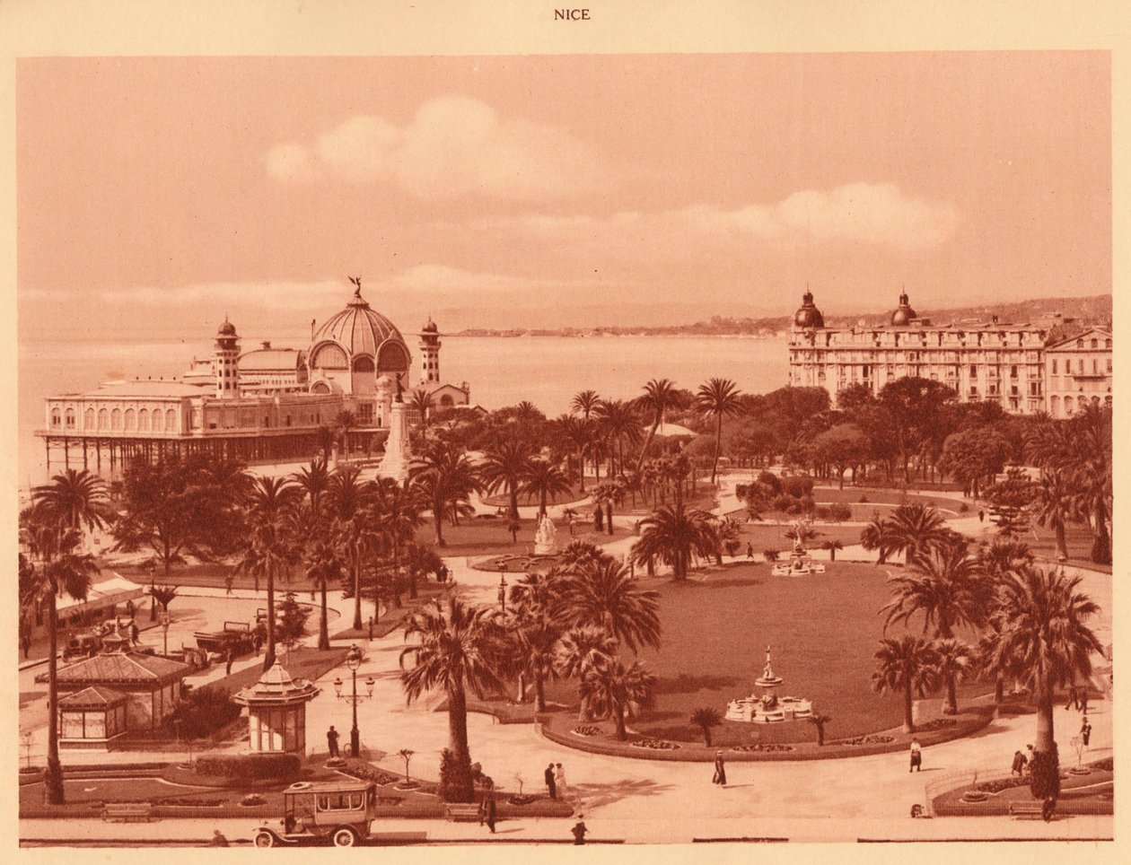 De tuinen gezien vanaf het casino, Nice, 1930 door Unbekannt