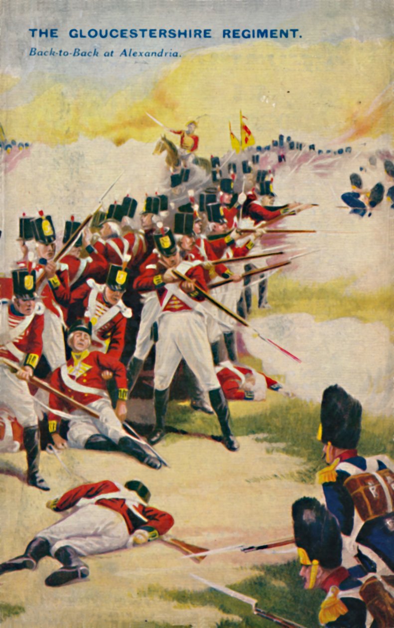 Het Gloucestershire Regiment. Rug-aan-rug in Alexandrië, 1801 door Unbekannt